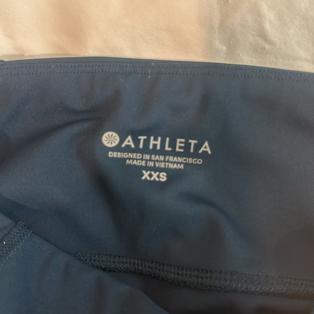Athleta Teal Mesh Contender Capri Side Zip Pockets Leggings XXS - Picture 8 of 11